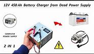 12 Volt 150Ah Battery Charger using old Computer Power Supply - 220V AC to 12V DC