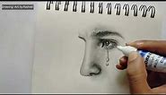 Crying sad face drawing with tears | How to draw step by step | tutorial for beginners