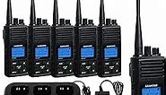 Samcom 5wTwo Way Radio Rechargeable, Long Range 2 Way Radio 1500mAh Programmable Walkie Talkie for Adults Heavy Duty with 6 Way Multi-Unit Charger Gang (Radios 6 pcs + Gang Charger)