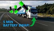 Faster than diesel? We do a battery swap on a big electric truck!