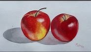 Still life painting | Realistic Apples | Watercolor