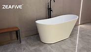 Zeafive 67 in. x 29.55 in. Acrylic Free Standing Tub Flatbottom Freestanding Soaking Bathtub with Anti-Clogging Drain in White Z32E9S67W