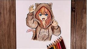 How to Draw a Cat Girl Anime with Hoodie | Step by Step | Drawing Tutorial for Beginners