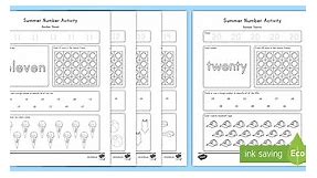 Summer Math Numbers 11-20 Worksheets