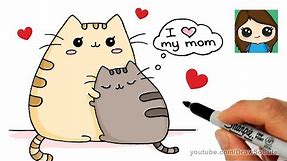How to Draw Mother's Day Pusheen Cat Easy