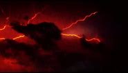 Orange Heavy Thunderstorm Lightning Strikes At Night With Rain Background Video
