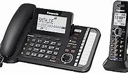 Panasonic 2-Line Corded/Cordless Phone System with 1 Handset - Answering Machine, Link2Cell, 3-Way Conference, Call Block, Long Range DECT 6.0, Bluetooth - KX-TG9581B (Black)