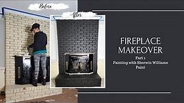 DIY Fireplace Makeover Part 1. PAINTING OUR BRICK FIREPLACE BLACK!