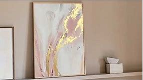 Oil Painting Handmade Hand Painted Wall Art Abstract Pink Gold Marble Home Decoration