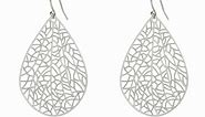 Handmade Filigree Teardrop Dangling Earrings for Women, 925 Sterling Silver Hooks Exquisite Leaf Earrings for Gift