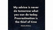 Procrastination Is the Thief of Time- Charles Dickens Motivational Quotes Wall Decor Inspirational Starry Night Wall Print For Classic Home Decor, Office Decor, Dorm & Classroom Decor. Unframed-8x10