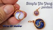 Simple Yin Yang pendant with round cabochon stone - Wire wrap stones no hole 527