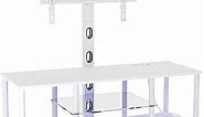 TV Stand with Mount ，White Television Stand with Led Light and Power Outlets for 32/40/43/50/55/60/65/70 Inch TV,Entertainment Center with Storage Shelf for Bedroom/Living Room/Office