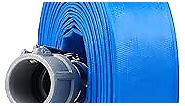 3 in x 50ft PVC Lay Flat Discharge Hose With Aluminum Camlock C & E Fittings, Heavy Duty Reinforced Pump Backwash Hose Assembly