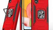 Aozuoton for Samsung Galaxy A01 Phone Case, Galaxy A01 Phone Case with [1 Pack] HD Screen Protector, Military-Grade Shockproof Kickstand Protective Cover for Samsung Galaxy A01 (Red)