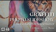 4K Street Graffiti Screensaver | Spray Paint Graffiti Wallpaper Slideshow | 1 Hour, Soft Music