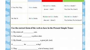The Present Simple Tense of the verb TO HAVE worksheet