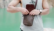 BULLCAPTAIN Men Small Shoulder Bag Genuine Leather Cell Phone Belt Waist Bag