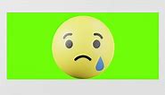 Premium stock video - Facebook sad emoji reaction button with 3d effect overlay, green screen