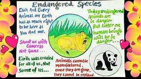 Endangered Animals Poster | Poster Making Ideas | How To Make Poster On Endangered Species
