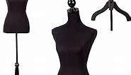 FDW Manikin 60”-67”Height Adjustable Female Dress Model Display Torso Body Tripod Stand Clothing Forms, Black