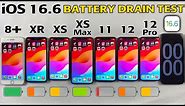 iOS 16.6 Battery Life Drain Test - iPhone 8 Plus vs XR vs XS vs XS Max vs 11 vs 12 vs 12 Pro in 2023