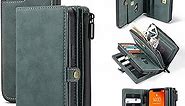 CaseMe iPhone 12 Pro Max Wallet Case - Magnetic Detachable, PU Leather Flip, 15 Card Slots, 6.7" - Blue