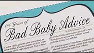 Best Baby Advice Game For Baby Showers - 100 Years of Bad Baby Advice Printable Game