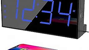 Digital Dual Alarm Clock for Bedroom, Large Display Bedside with Battery Backup, USB Phone Charger, Volume, Dimmer, Easy to Set Loud LED Heavy Sleepers Kid Senior Teen Boy Girl Kitchen