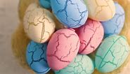 PEIDUO 18Pcs Easter Egg Decoration, Multicolored Cracked Eggs with 4 (Blue, Green, Pink), and 6 Yellow, Decor with Tree for Easter Party Home Decor Wedding 2.36 Inch