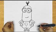 HOW TO DRAW KEVIN MINION STEP BY STEP | DRAWING KEVIN MINION