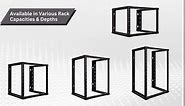 NavePoint 8U, 12U, 22U Height Expandable 2 Post Wall Mount Rack - Adjustable Server Rack for 19 Inch Standard IT Equipment - Wall Mount Rack 17.5" Deep, Black