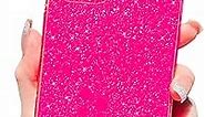 Compatible with iPhone 15 Plus Case 6.7 inch(2023 Release), Cute Neon Bright Color,Glitter Bling Thin Slim Shockproof Silicone Sparkly Case, Soft TPU Phone Case for Women Girl-Hot Pink