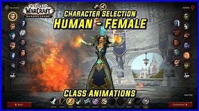 WoW Class Animations - Human Female - WoW Shadowlands Character Creation Screen