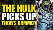 The Hulk Lifts Thor's Hammer! (Indestructible Hulk: Gods & Monsters)