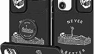 Funermei (2in1 for Samsung Galaxy S23 Plus Case for Women Cute Girls Cover Skull Skeleton Fun Funny Girly Kawaii Aesthetic Cool Black Design with Camera Cover and Ring Stand for Samsung S23 Plus Case