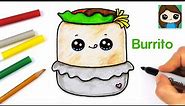 How to Draw a Burrito Easy | Squishmallows | Cute Food Art