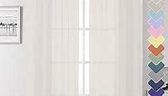 Ivory Sheer Curtains 63 Inch Long 2 Panels, Elegant Voile Drapes for Dinning Small Windows, Light Filtering Voile Curtain for Living Room Bedroom Bathroom, Dual Rod Pocket, 40" Wx63 L
