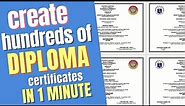HOW TO CREATE HUNDREDS OF DIPLOMA CERTIFICATES IN JUST 1 MINUTE [MAIL MERGE] [FILIPINO TUTORIAL]