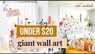 LARGE WALL ART DIY: Make this Shower Curtain Canvas Art DIY for *CHEAP* [UNDER $20!]