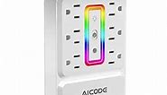 Socket Outlet Shelf AICODE Surge Protector with 6 Nightlight Wall Outlet Extender 6 Outlets with 3 USB Ports(1 USB C) Wall Plug Expander Charger Shelf for Home Dorm Kicthen
