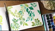 How to Paint Leaves and Vines in 3 minutes | Watercolor Tutorial