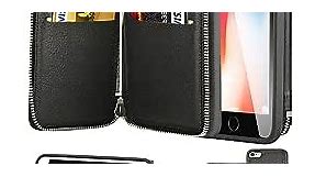 LAMEEKU iPhone 6S Plus Wallet Case, iPhone 6 Plus Card Holder Case, Leather Case with Credit Card Slot Zipper Pocket Shockproof TPU Bumper Phone Cover Compatible with iPhone 6S Plus/6 Plus 5.5" Black