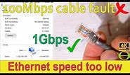 Ethernet speed capped at 100Mbps fixed to 1Gbps - cable fault