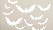 Flying Bats Stencil by StudioR12 - Select Size - USA Made - Reusable Wall Painting Template - DIY Spooky Halloween Decorations - Scary Bat Pattern - STCL7086 (13.5 x 9.75 inch)