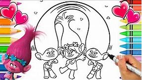 Princess Poppy and Friends Satin and Chenille Trolls Coloring Page | Dreamworks Trolls Coloring Book