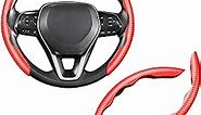 Cartist Steering Wheel Cover, Carbon Fiber Steering Wheel Cover, Car Steering Wheel Cover for Men/Women, Anti-Slip, Comfortable Grip, Durable, Universal for 99% Car Interior Accessories (Red)
