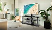 Swivel Glass TV Stand for 32-70 Inch Flat / Curved Screen TV
