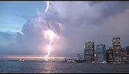 Incredible cloud-to-ground lightning show over Manhattan, NYC!