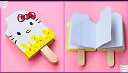 How to make Hello Kitty Ice-cream Notebook with paper / Hello kitty Stationery / School supplies